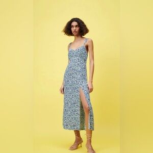 Zara Floral Blue Midi Dress